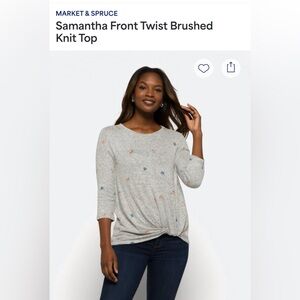 Market and Spruce Samantha front twist brushed knit sweater size large